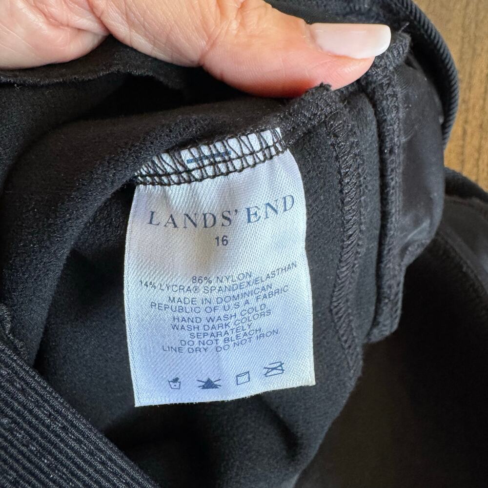 Lands End Women Solid Black Ribbed Soft Molded Cup Tankini Swim Suit Top Size 16 - Picture 7 of 7